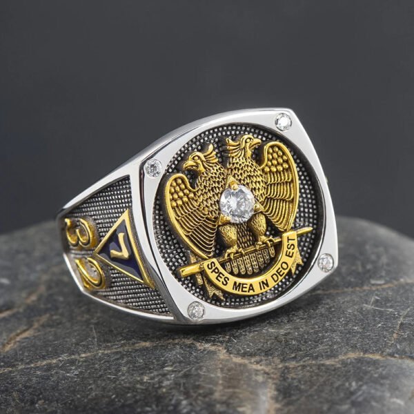 Vintage Scottish Rite Skull Crossbone 32 Degree Masonic Jewelry Sterling Silver Ring