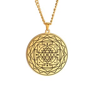 Sri Yantra Mandala Sacred Geometry Pendant Necklace Chakra Energy Necklace Meditation Spiritual Jewelry Stainless Steel