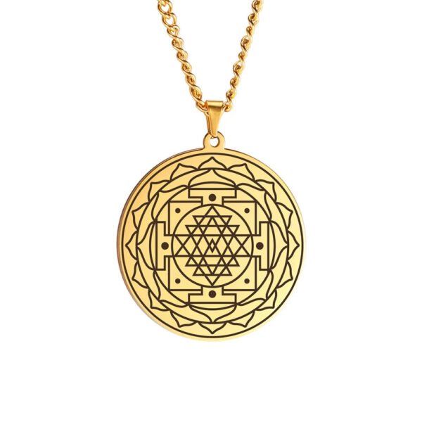 Sri Yantra Mandala Sacred Geometry Pendant Necklace Chakra Energy Necklace Meditation Spiritual Jewelry Stainless Steel