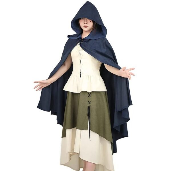 Hood Cloak Cosplay Medieval Long Cape Halloween Party Women Men Adult Long Mage Witchcraft Wicca Robe Conceal Gown Reenactment