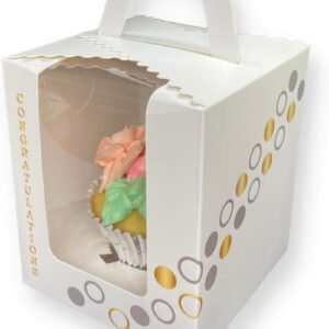 White with Silver and Gold Design, Congratulations, Anniversary or Invitation Individual Cupcake Boxes or Cookie Boxes, Pack of 25 Colorful Custom Designs, Premium Cake Box.