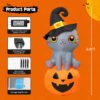 Halloween Inflatable 6 FT Inflatable Halloween Cat Sitting on Pumpkin, Halloween Inflatable Cat Pumpkin with LED Lights, Funny Outdoor Halloween Decorations for Halloween/Holiday/Party
