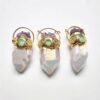 FUWO Wholesale White Quartz Point Pendant With Amethysts Charms,Natural Crystal Boho Pendant For Necklace
