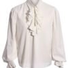 Men medieval Gothic Shirt Larp Viking Vintage Bridegroom Cosplay Costume Top Princes white Shirt Stage perfoming outfit
