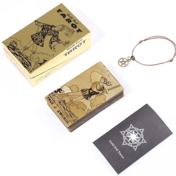 Golden Foil Tarot Mysterious Divination Golden Flip Table Game Waterproof and Wear-resistant Gift Box Luxury Instruction Manual