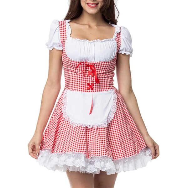 German Beer Festival Costume Halloween Adult Women Dress Oktoberfest Uniform Fancy Party Cosplay Dress Low Neck Uniform Set