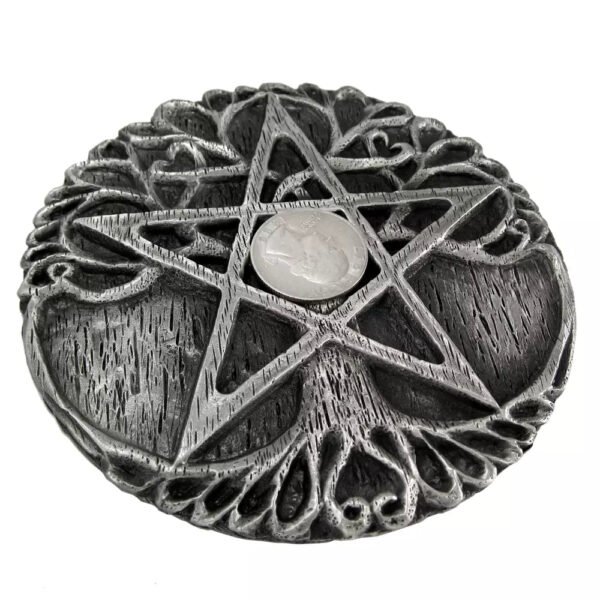 Pewter Tree Pentacle Paten Altar Tile Disk Dryad Design Wiccan Ritual Supplies