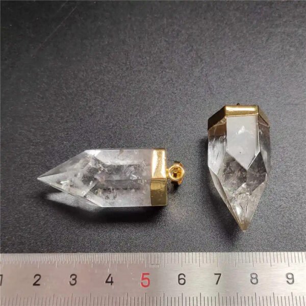 Crystal Quartz Thick Spike Pendant,Gold Color Plated Natural Crystal Stone Accessories For Necklace