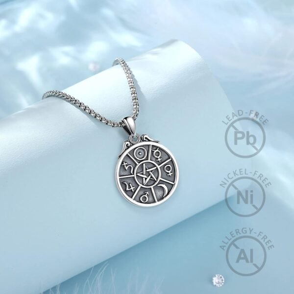 Vito Sterling Silver Tetragrammaton Necklace for Women Men, Abalone Shell 18k Gold Plated Pentagram Pendant, Wiccan Protection Amulet Pentacle Star Jewelry Gift for Wife Husband, 24"/18"/22"