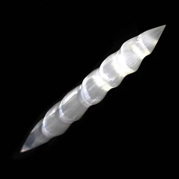 Double Point Selenite Crystal Massage Wand " Polished Spiral Healing Wand Stick