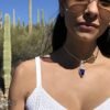 Lapis Lazuli and Moonstone Necklace Pendant | Blue Crystal Necklace | Rainbow Moonstone Jewelry | Charged Moonstone Crystal Necklace for Women | Gift For Her Lapis Egyptian Jewelry LMG2