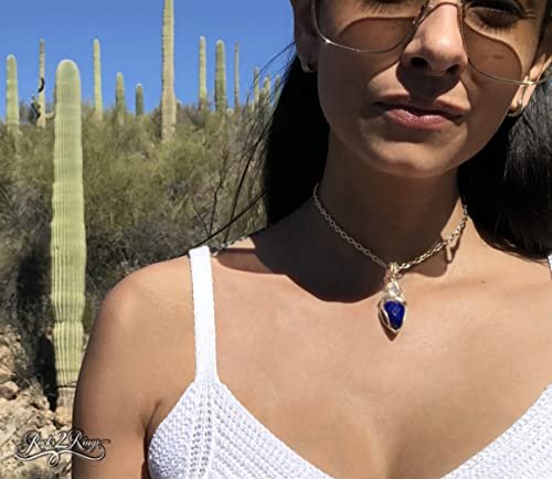 Lapis Lazuli and Moonstone Necklace Pendant | Blue Crystal Necklace | Rainbow Moonstone Jewelry | Charged Moonstone Crystal Necklace for Women | Gift For Her Lapis Egyptian Jewelry LMG2