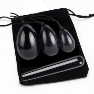 Obsidian Yoni Egg Set – Black Obsidian Crystal Yoni Eggs for Vaginal Muscle Tightening and Postpartum Recovery