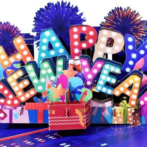 Happy New Year Pop up Card - 3D Greeting Card, Birthday Card, Pop up Christmas Card, Pop up New Year Holiday Card, New Years Holiday Card, 3D Christmas Greeting Card (Happy New Year)