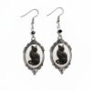 Vintage Gothic Black Cat Cameo Earrings For Women Witch Alternative Jewelry Accessories Gift