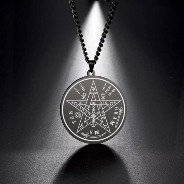 Vintage Talisman Tetragrammaton Pentagram of Solomon Pendant Wicca Necklace Gift