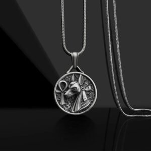 Vintage Death God Anubis Pure Tin Necklace Hip Hop Men's Egyptian Anka Cross Horus Eye Pendant Amulet Party Jewelry Gift