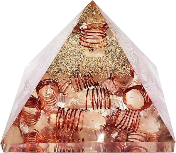 Crystal Orgone Pyramid – Orgonite Energy Generator with Copper-Wrapped Quartz and Shungite Crystals for Positive Energy
