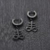 Satanic Earrings:Brimstone Satanic Cross Earring -Church of Satan Earrings