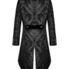 Devil Fashion Mens Gothic Steampunk Tailcoat Jacket Black Brocade Damask Wedding