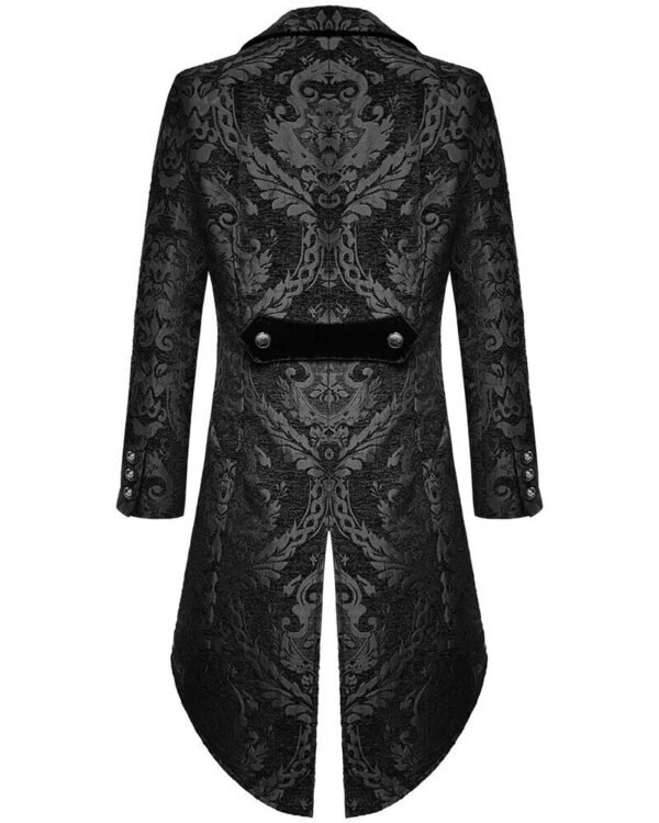 Devil Fashion Mens Gothic Steampunk Tailcoat Jacket Black Brocade Damask Wedding