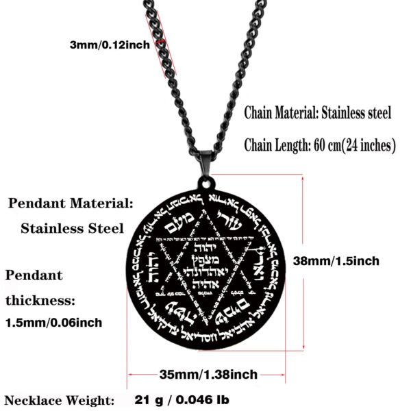 Protect God Pendant Kabbalah Amulet Names of 12 angels & Star of David Laser Cut Talisman Stainless Steel Pendant Necklace