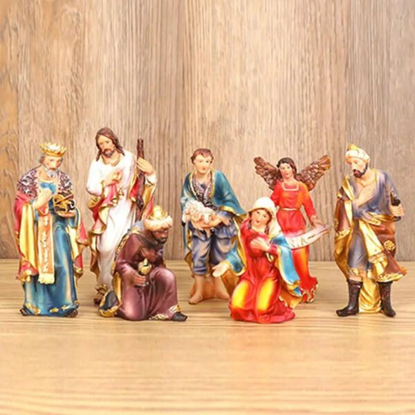 Nativity Scene Christmas Resin Figurines Of Holy Family Classic Christmas Nativity Figurine Set Collection Gifts Party Supplies
