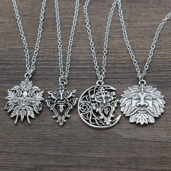 Wicca Celtic Green Man Pentagram Pendant woman necklace