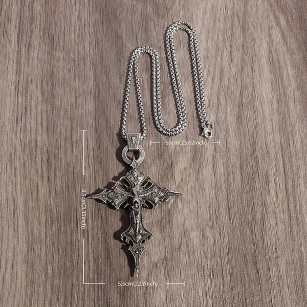 Gothic Crucifixion Skull Cross Pendant Necklace Catholic Prayer Jewelry for Men and Women Punk Trendy Jewelry