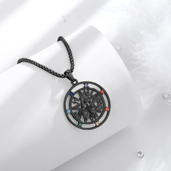 Vito Sterling Silver Tetragrammaton Necklace for Women Men, Abalone Shell 18k Gold Plated Pentagram Pendant, Wiccan Protection Amulet Pentacle Star Jewelry Gift for Wife Husband, 24"/18"/22"