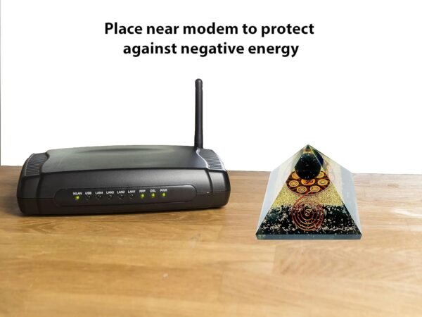 Crystal Orgone Pyramid – Orgonite Energy Generator with Copper-Wrapped Quartz and Shungite Crystals for Positive Energy