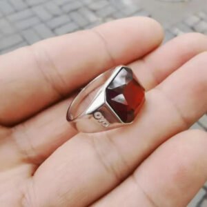 c64bfa723d0d13696954ce10c088de35 Sterling Silver Natural Garnet Men's Ring