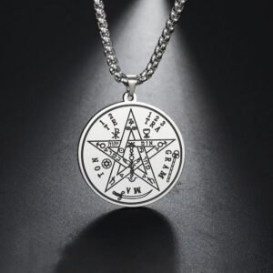 Vintage Talisman Tetragrammaton Pentagram of Solomon Pendant Wicca Necklace Gift