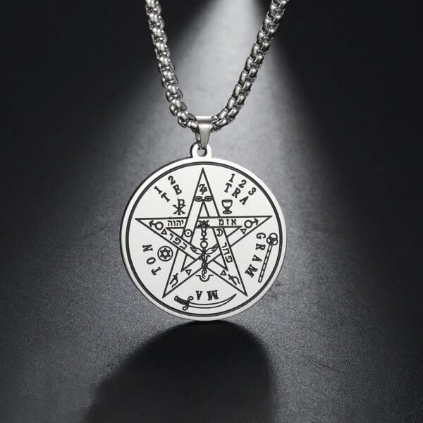 Vintage Talisman Tetragrammaton Pentagram of Solomon Pendant Wicca Necklace Gift