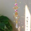 Elegant Suncatcher Crystal Wind Chime with Star, Moon, and Diamond Design - Hanging Prisms for Rainbow Light Effects - Decorative Pendant for Home and Garden