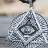 925 Sterling Silver All-Seeing Eye Pendant, Eye of Providence Pendant, Silver Masonic Eye Necklace, Knights Templar Jewelry, Freemasonry Pendant,Masonic Pyramid