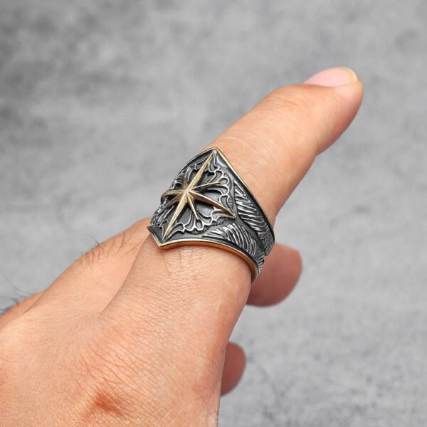 Starry Ring 316L Stainless Steel Star Men Ring Punk Rock Rap