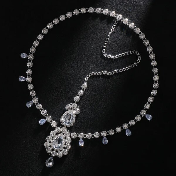 Bohemian Bridal Headband Crystal Waterdrop Headpiece Hair Chain for Women Wedding Rhinestone Forehead Jewelry Hair Accesories
