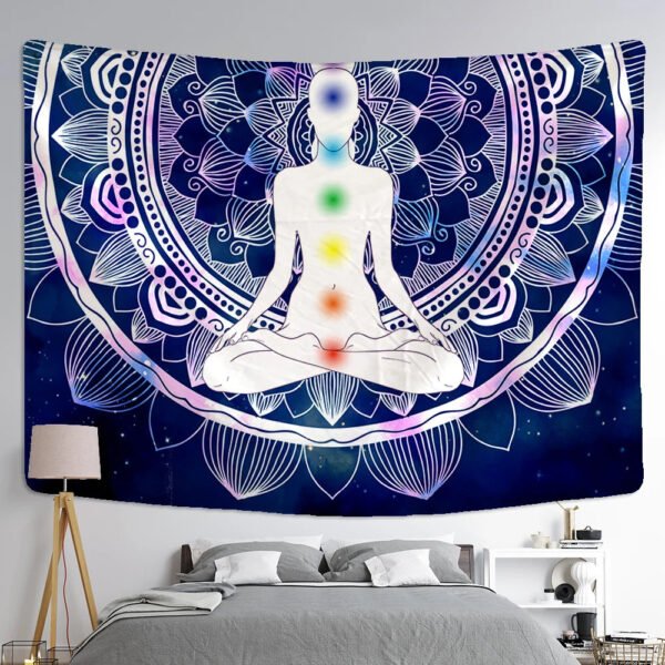 Vibrant Mandala Buddha 7 Chakra Tapestry – Elevate Your Space with Boho Bliss and Spiritual Serenity