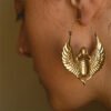 Egyptian Vintage Creative Designs Sacred Wings Scarab Beetle Large Pendant Hoops Earrings For Women Fashion Gypsy Tribal Jewelry