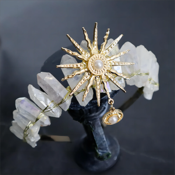Crystal Hair Accessories – Raw Crystal Crown Sun Goddess Tiara