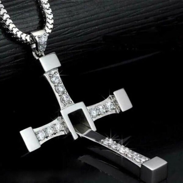 Fast And Furious Movie Dominic Toretto Cross Pendant Necklace Cosplay Jewelry 925 Sterling Silver