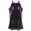 2023 New Medieval Witch Dress For Women Halloween Carnival Women Plus Size Cold Shoulder Butterfly Sleeve Halloween Gothic Dress