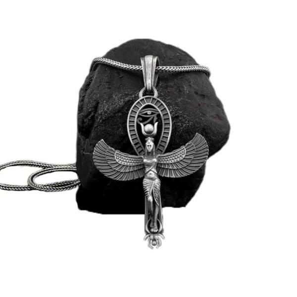 Ancient Egyptian Goddess Isis Eye of Horus Pendant Vintage Men's Necklace