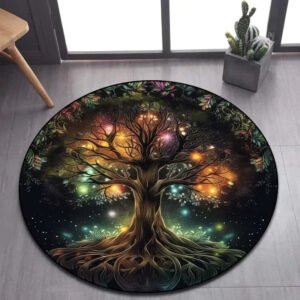 cf216f659fe972247bdcf206c4f73768 Viking Valknut Yggdrasil Tree of Life Round Area Rug: Stylish Décor