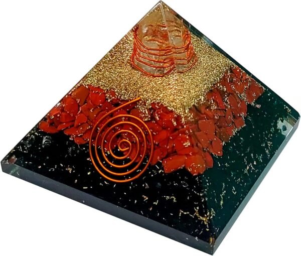 Crystal Orgone Pyramid – Orgonite Energy Generator with Copper-Wrapped Quartz and Shungite Crystals for Positive Energy