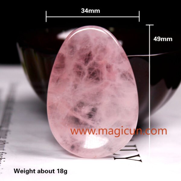 Magicun Stone~1PC  Natural Rose Quartz Thumb massage stone Gemstone Crafts  Wood Magic Stone Ornament Gifts