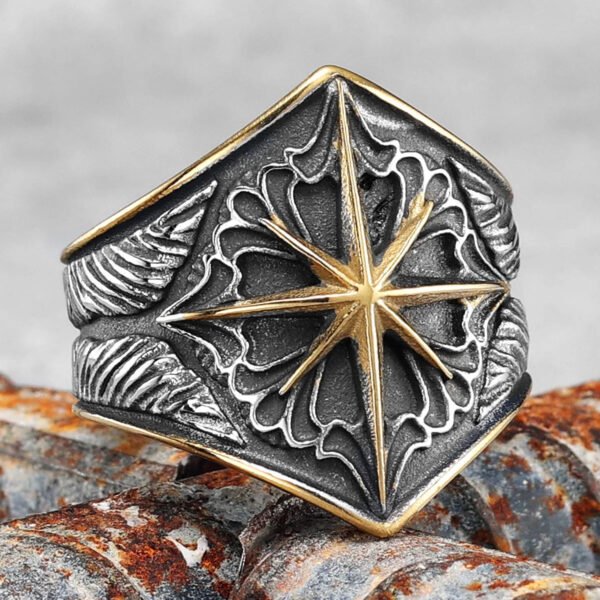 Starry Ring 316L Stainless Steel Star Men Ring Punk Rock Rap