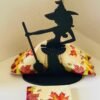 Wooden Witch Napkin Holder Halloween Witch Statue Napkin Holder Table Decor Organizer For Halloween Style Napkin Storage