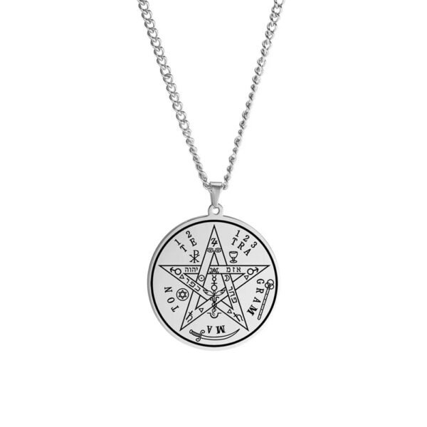 Vintage Talisman Tetragrammaton Pentagram of Solomon Pendant Wicca Necklace Gift